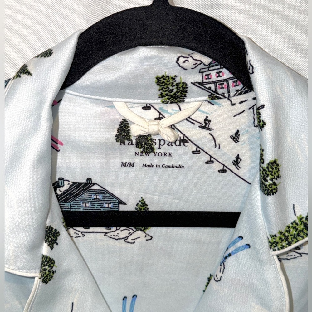 Kate Spade Pajamas Classic Long Sleeve Winter Village Ski Trip Print Pjs NWT - Picture 7 of 13